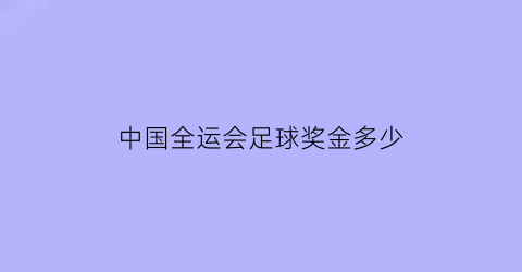 中国全运会足球奖金多少(全运会足球冠军能得到什么)