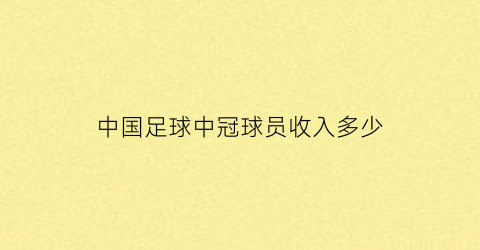 中国足球中冠球员收入多少