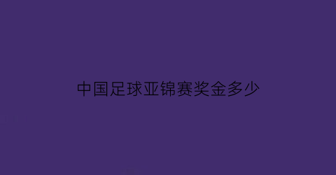 中国足球亚锦赛奖金多少