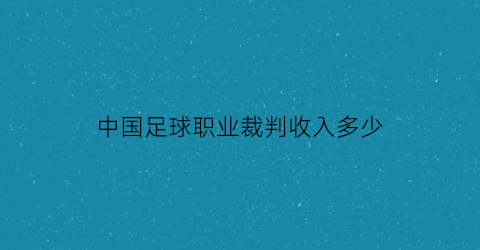 中国足球职业裁判收入多少