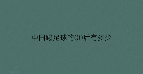 中国踢足球的00后有多少(国足00后球员)