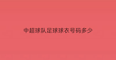 中超球队足球球衣号码多少(中超球员球衣名字)