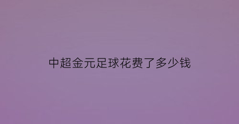 中超金元足球花费了多少钱(金元足球的利弊)