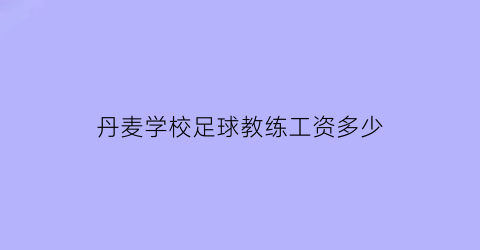 丹麦学校足球教练工资多少