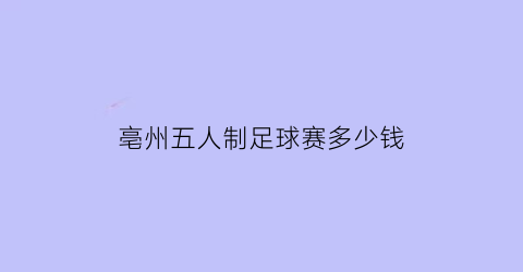 亳州五人制足球赛多少钱(五人制足球场收费标准)