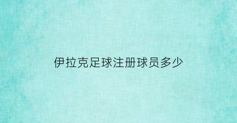 伊拉克足球注册球员多少(伊拉克足球注册球员多少钱)