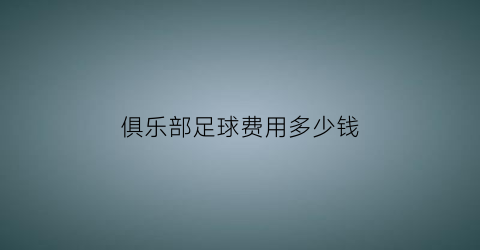 俱乐部足球费用多少钱