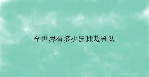 全世界有多少足球裁判队(国际足球比赛有几个裁判)