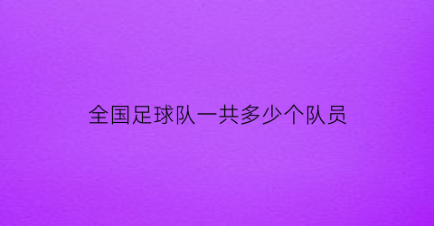 全国足球队一共多少个队员