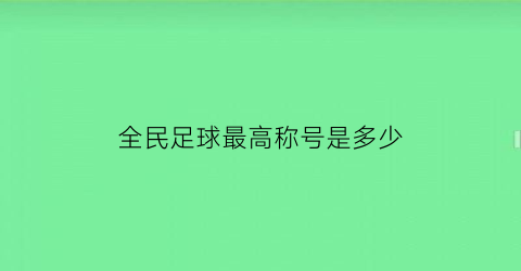 全民足球最高称号是多少(全民足球游戏)