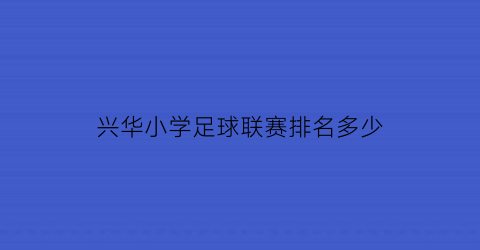 兴华小学足球联赛排名多少(新华小学足球队)