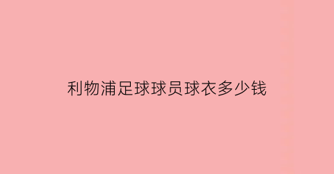 利物浦足球球员球衣多少钱