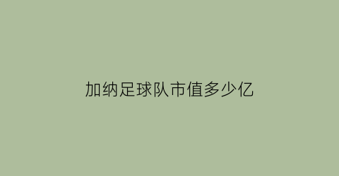 加纳足球队市值多少亿(加纳足球国家队排名)