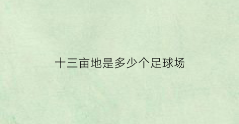 十三亩地是多少个足球场(13亩地面积多大)