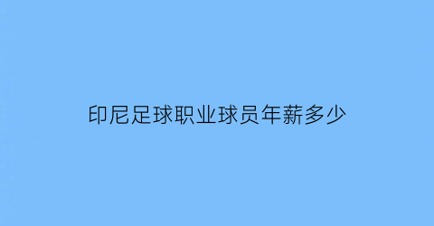 印尼足球职业球员年薪多少