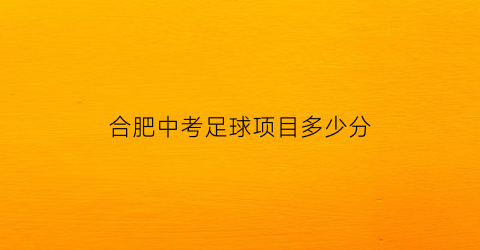 合肥中考足球项目多少分(安徽中考足球考试规则2020)