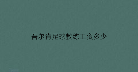 吾尔肯足球教练工资多少(吾尔肯足球教练工资多少钱一个月)