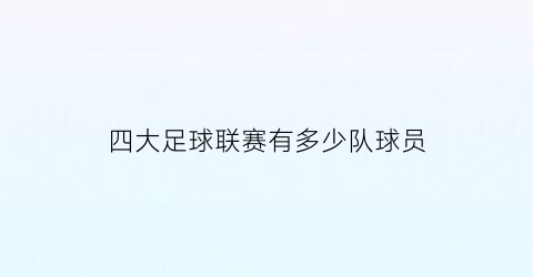 四大足球联赛有多少队球员(四大足球联赛有多少队球员参加)