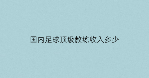 国内足球顶级教练收入多少