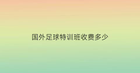 国外足球特训班收费多少