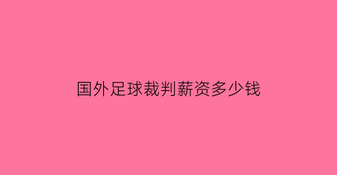 国外足球裁判薪资多少钱(国际足球裁判工资多少)