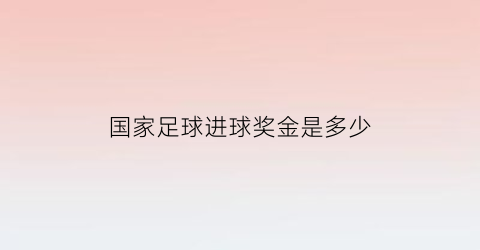 国家足球进球奖金是多少