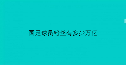 国足球员粉丝有多少万亿(中国足球粉丝有多少)