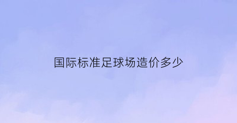 国际标准足球场造价多少(国际标准足球场造价多少钱一个)