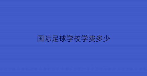 国际足球学校学费多少