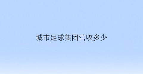 城市足球集团营收多少(城市足球集团资产)