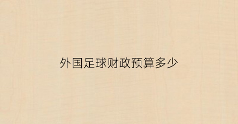 外国足球财政预算多少(外国足球国家队赢球有奖金吗)