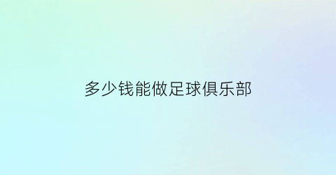 多少钱能做足球俱乐部(多少钱能做足球俱乐部赚钱)