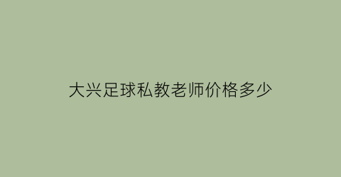 大兴足球私教老师价格多少