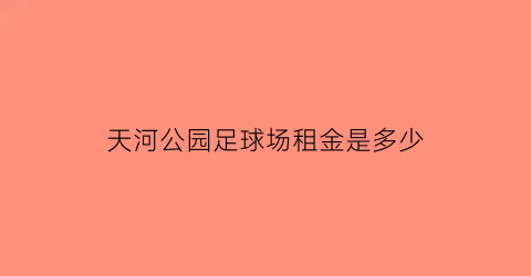 天河公园足球场租金是多少(天河公园有足球场吗)