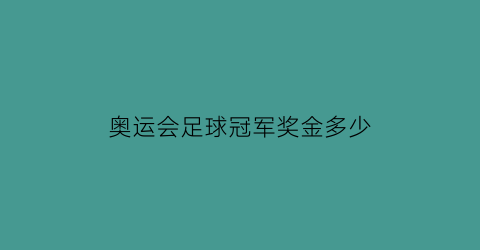 奥运会足球冠军奖金多少