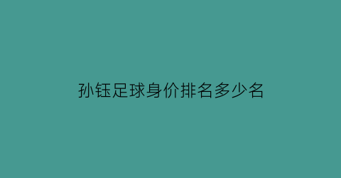 孙钰足球身价排名多少名(足球孙雯个人资料)