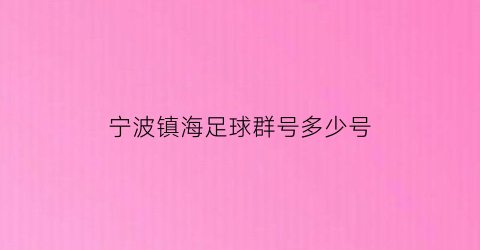 宁波镇海足球群号多少号