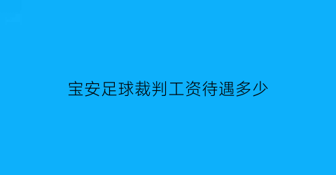 宝安足球裁判工资待遇多少