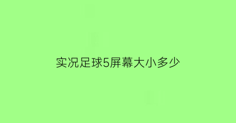 实况足球5屏幕大小多少(实况足球屏幕比例)