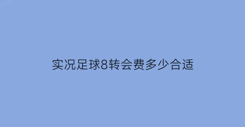 实况足球8转会费多少合适(实况8转会怎么设置成功率高)