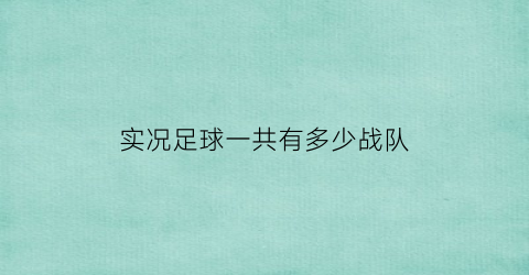 实况足球一共有多少战队(实况足球一共有多少球员)