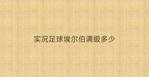 实况足球埃尔伯满级多少(实况足球博埃尔)