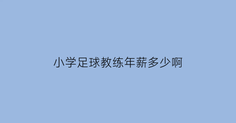 小学足球教练年薪多少啊(小学足球教练证怎么考)