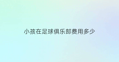 小孩在足球俱乐部费用多少(青少年足球俱乐部需要多少钱)