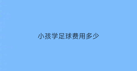 小孩学足球费用多少(小孩学足球有前途吗)