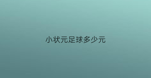 小状元足球多少元(小状元足球多少元一场)