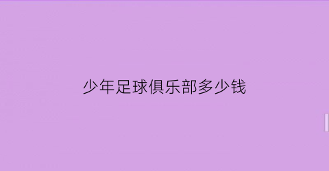 少年足球俱乐部多少钱(少年足球价格)