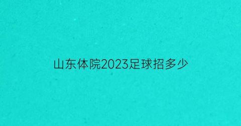 山东体院2023足球招多少