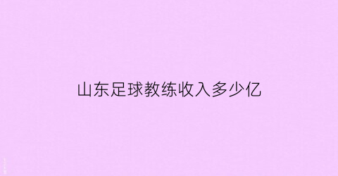 山东足球教练收入多少亿(山东足球教练收入多少亿的)