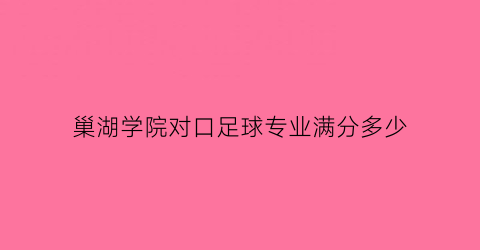 巢湖学院对口足球专业满分多少(巢湖学院2021对口高考分数线)